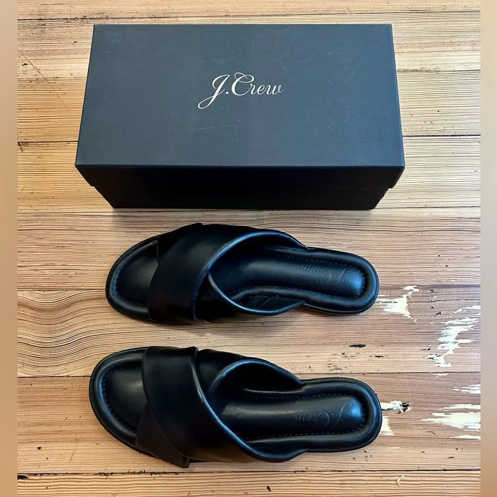 J. Crew Menorca padded cross-strap sandals in leather. Size 8. NWT, NIB.
